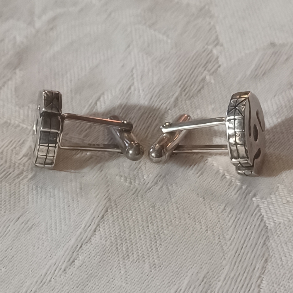 Cynthia Gale New York 45 RPM Spacer Sterling Silver Cufflinks - Picture 2 of 9